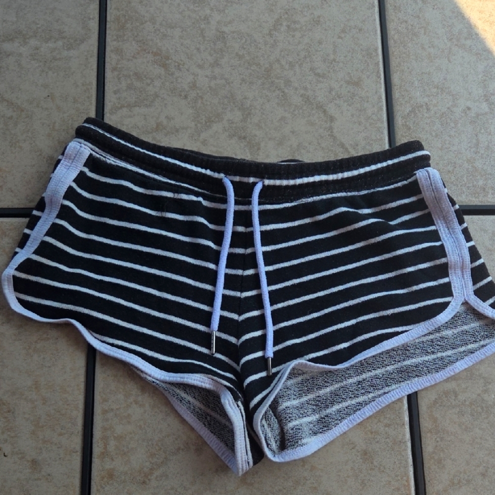 Black and White Striped Women's Shorts